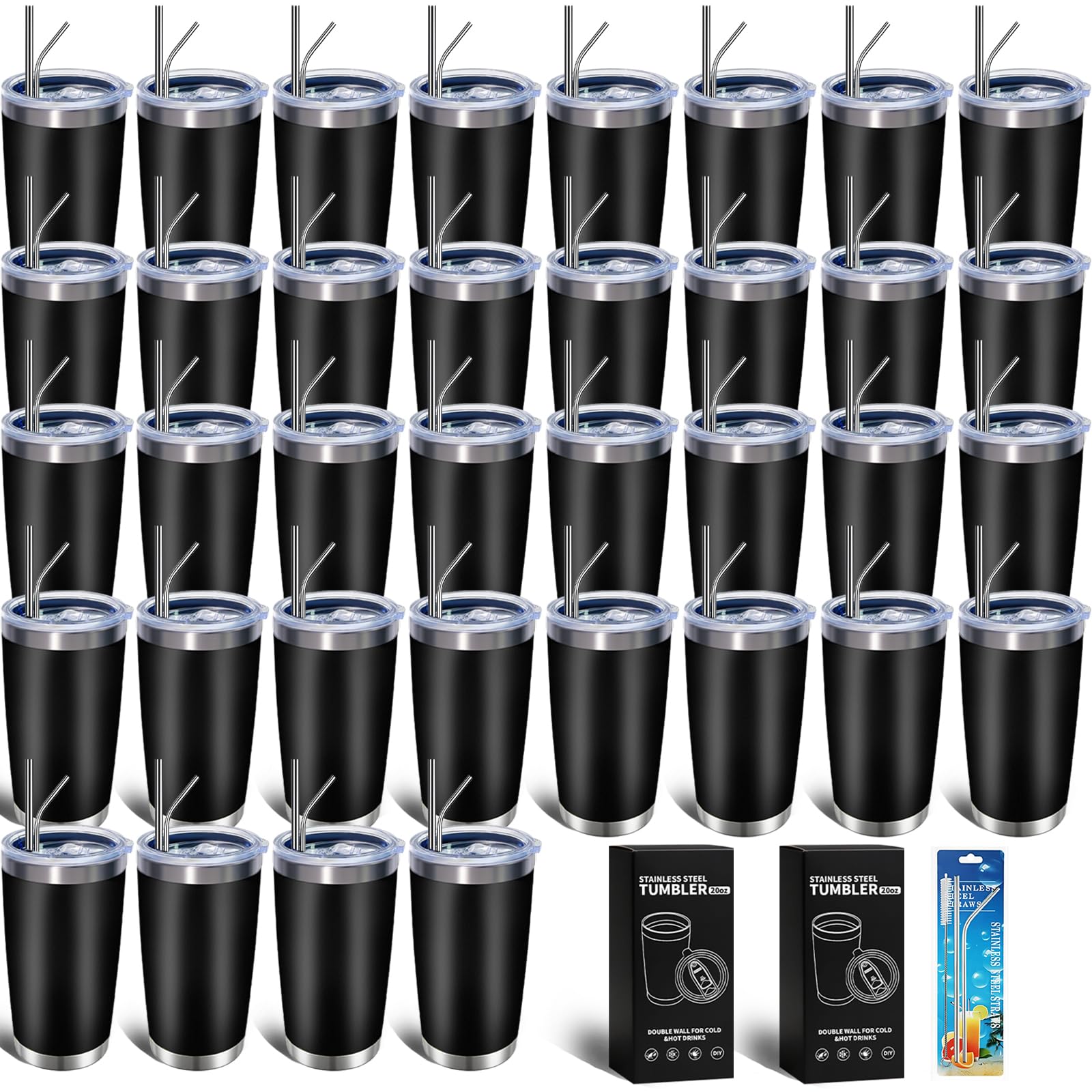 Amazon.com: HAOLI 36 Pack, 20oz Stainless Steel Bulk Tumblers with