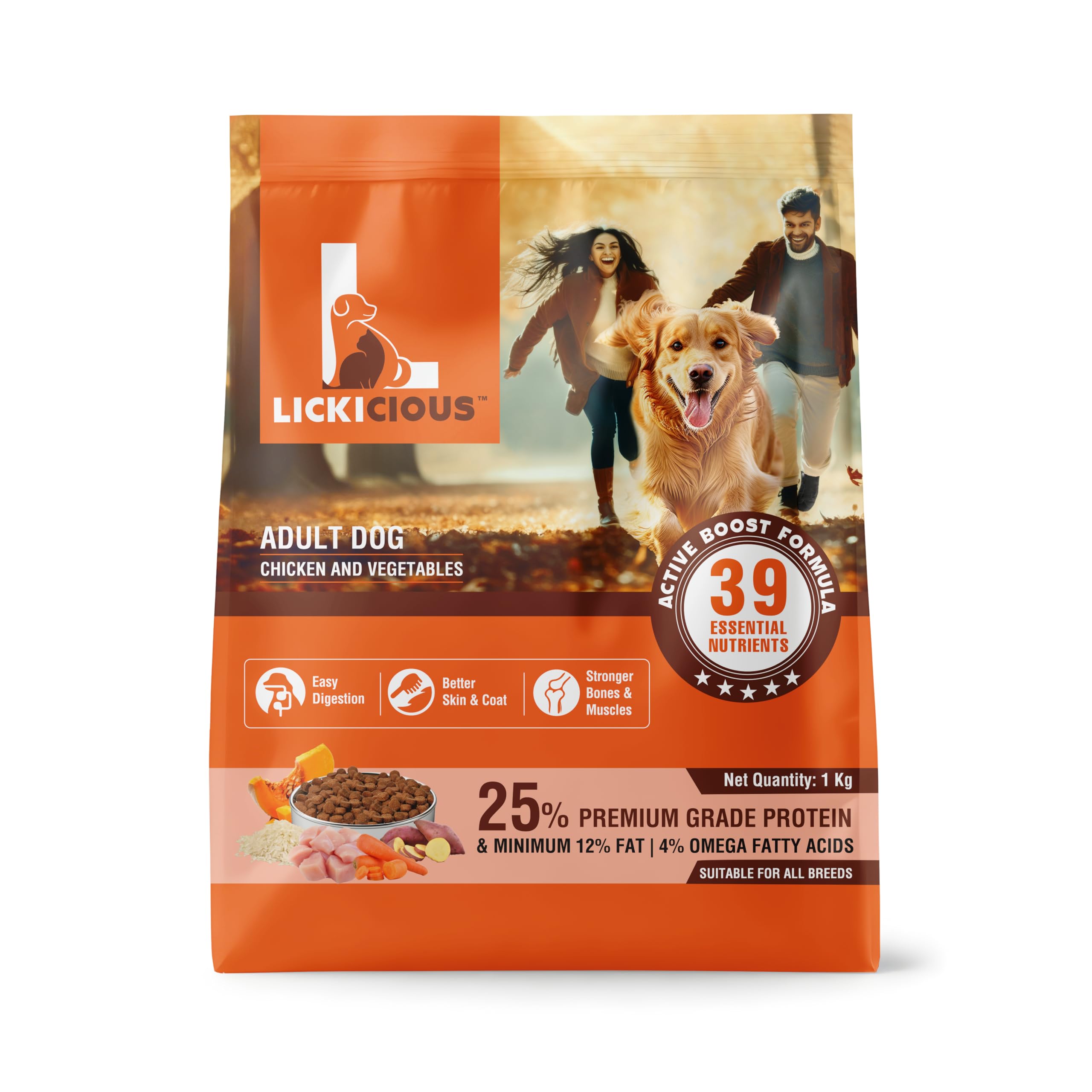 LICKICIOUS Adult Dog Dry Food | Chicken & Vegetables Flavour, 1kg | 39 Essential NUTRIENTS Protein for Better Skin & Shiny Coat, Stronger Bones & Muscles. (B0D876GS4X) Amazon Price History, Amazon Price Tracker