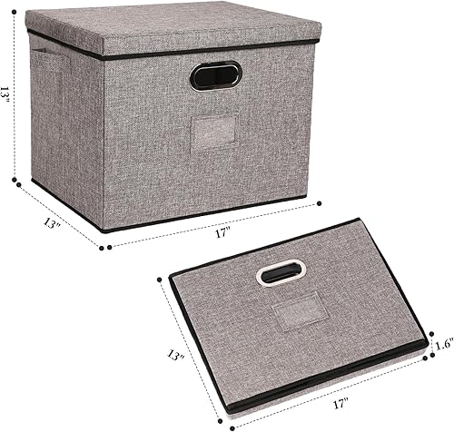 Miniatura 6 de Lukeline Contenedores de almacenamiento grandes de 17 x 13 x 13 pulgadas con tapas (paquete de 2) organizadores de armario, cajas de almacenamiento