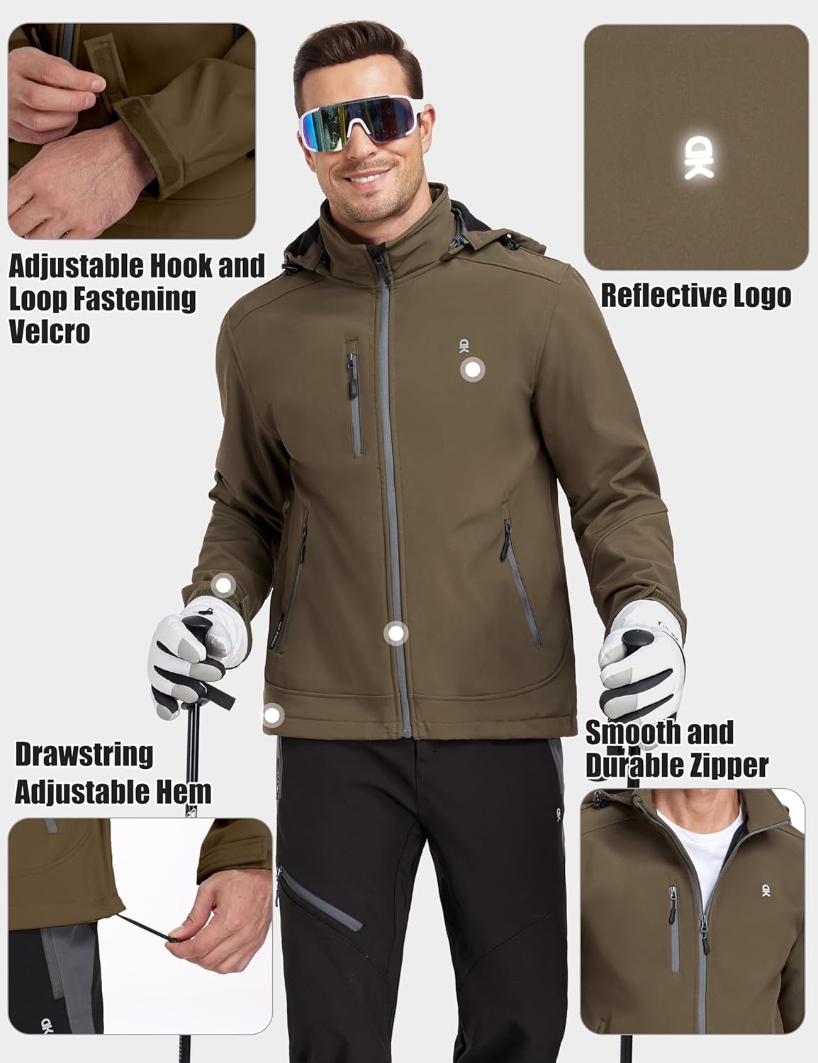 Little Donkey Andy Men’s Softshell Jacket with Removable Hood, Fleece Lined - Image 7