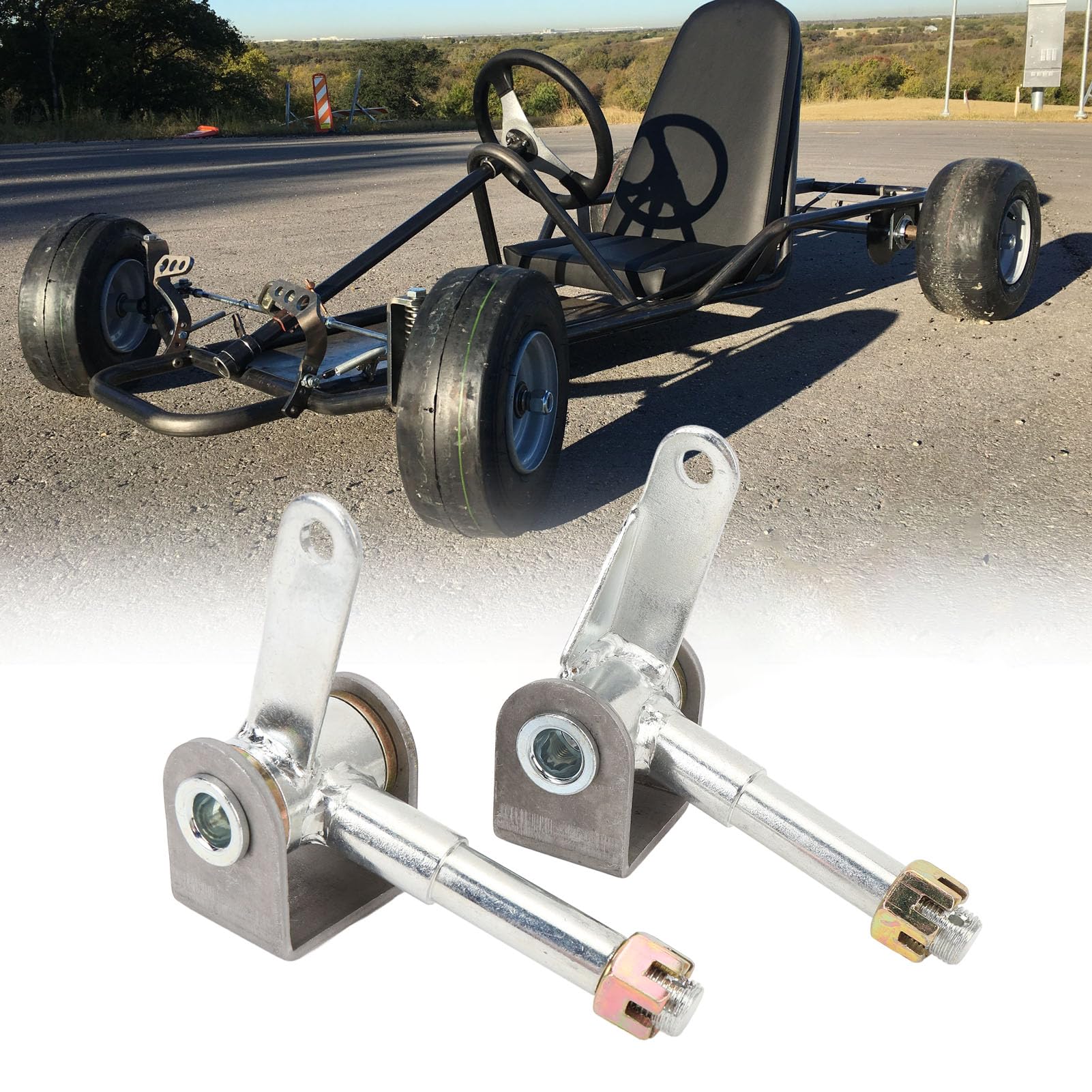 Ensemble de Moyeu de de Broche de Direction Avant de Roue M16 de 16mm, Alliage D'acier Gauche Droite pour Go Kart UTV ATV Quad Bike