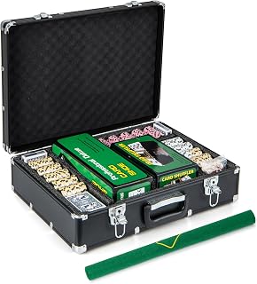GYMAX Poker Chips Set, 600 PCS Texas Hold 'em Casino Chip Set w/Carrying Case, 6 Decks of Cards, 5 Dices & 3 Dealer Buttons, Poker Felt, Card Shuffler, Card Shoe, for Blackjack Gambling (600 PCS)