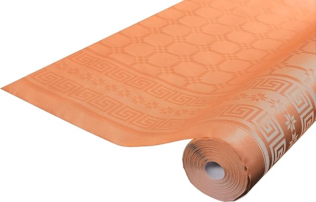 Pro Nappe R482512I Profesjonalny obrus ze wzorem papieru damaszkowego w rolce 25m długości x 1,20m szerokości jednorazowy, uniwersalny szykowny i klasyczny nakrycie stołu 1 sztuka kolor pomarańczowy