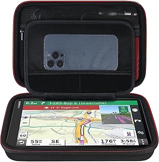 Hard GPS Travel Case for 10-inch Garmin dezl OTR1000 / Garmin dezl OTR1010 / Garmin RV 1090 GPS Navigator System, Extra Mesh Pocket Fits Car Charger USB Cable, Black (CASE ONLY)