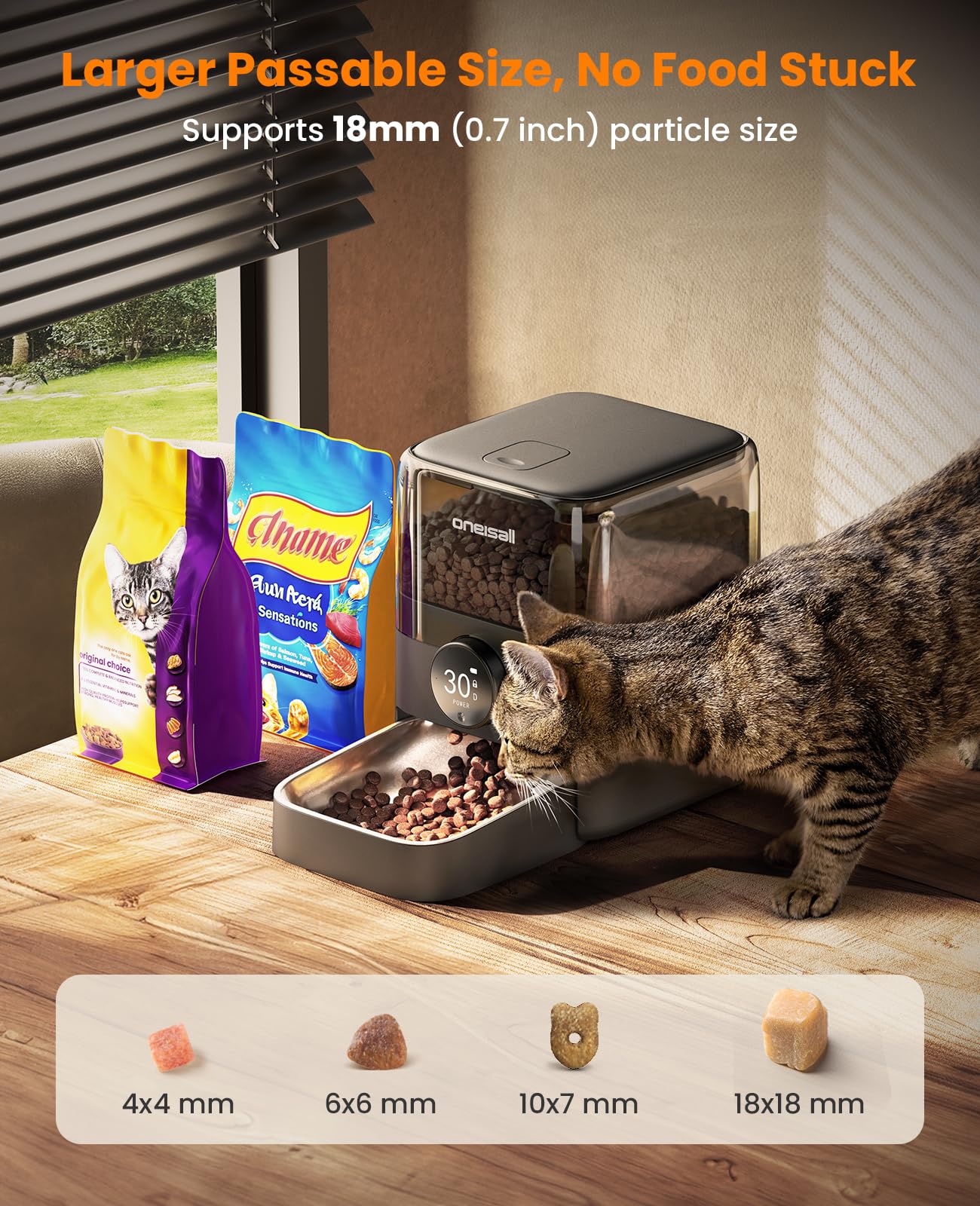 oneisall 3L Futterautomat Katze Kabellos, Katzenfutter Automat, 2.4G WiFi, APP-Steuerung, 100 Tage Lithium-Batterielaufzeit, 1-10 Mahlzeiten/Tag, Futterspender für Katze, mit 304 Edelstahlnapf