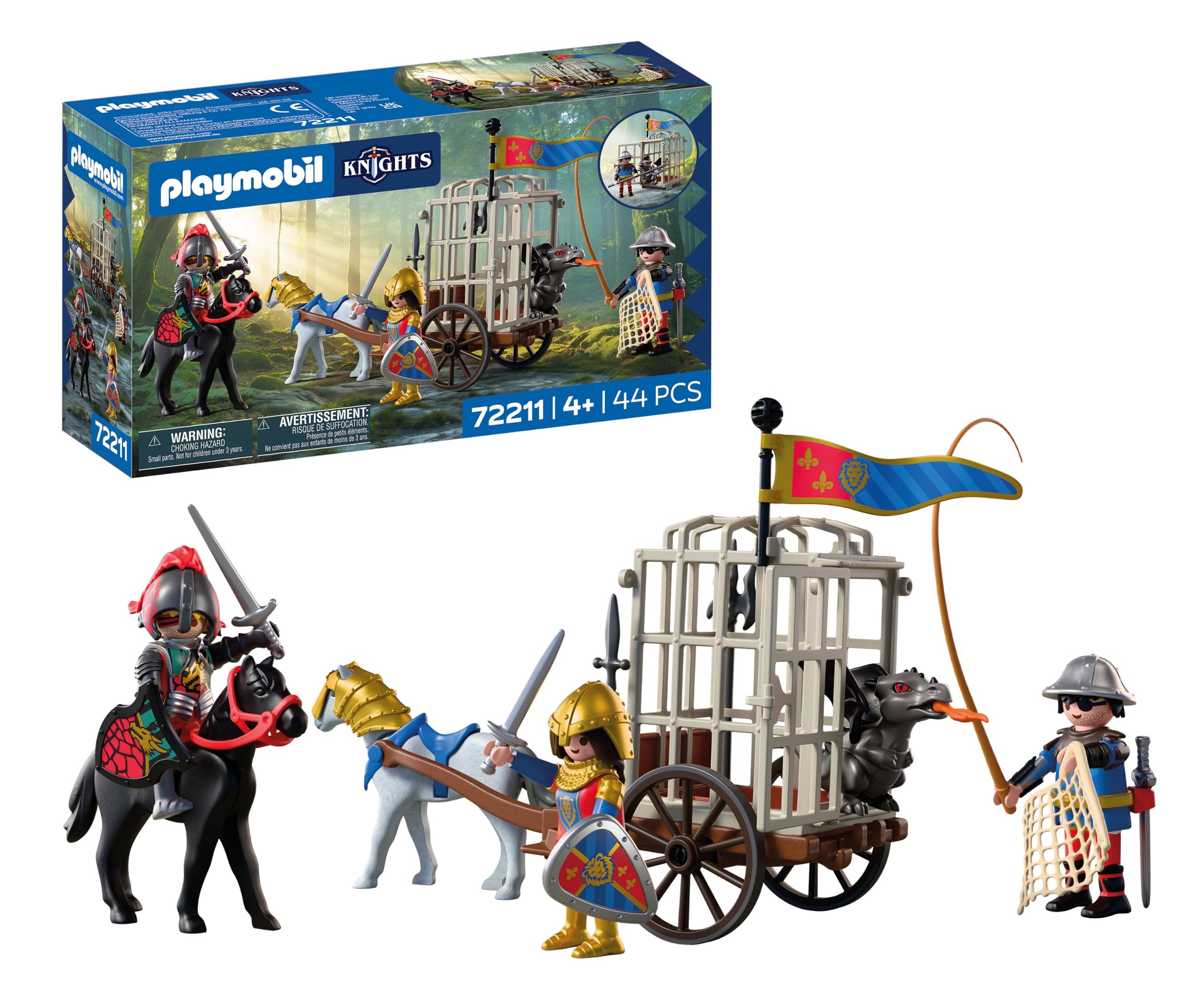 Playmobil | Knights | Lion with Golden Knight | Battle set with armored lion, golden knight and weapons | For children aged 4 and up | 72212