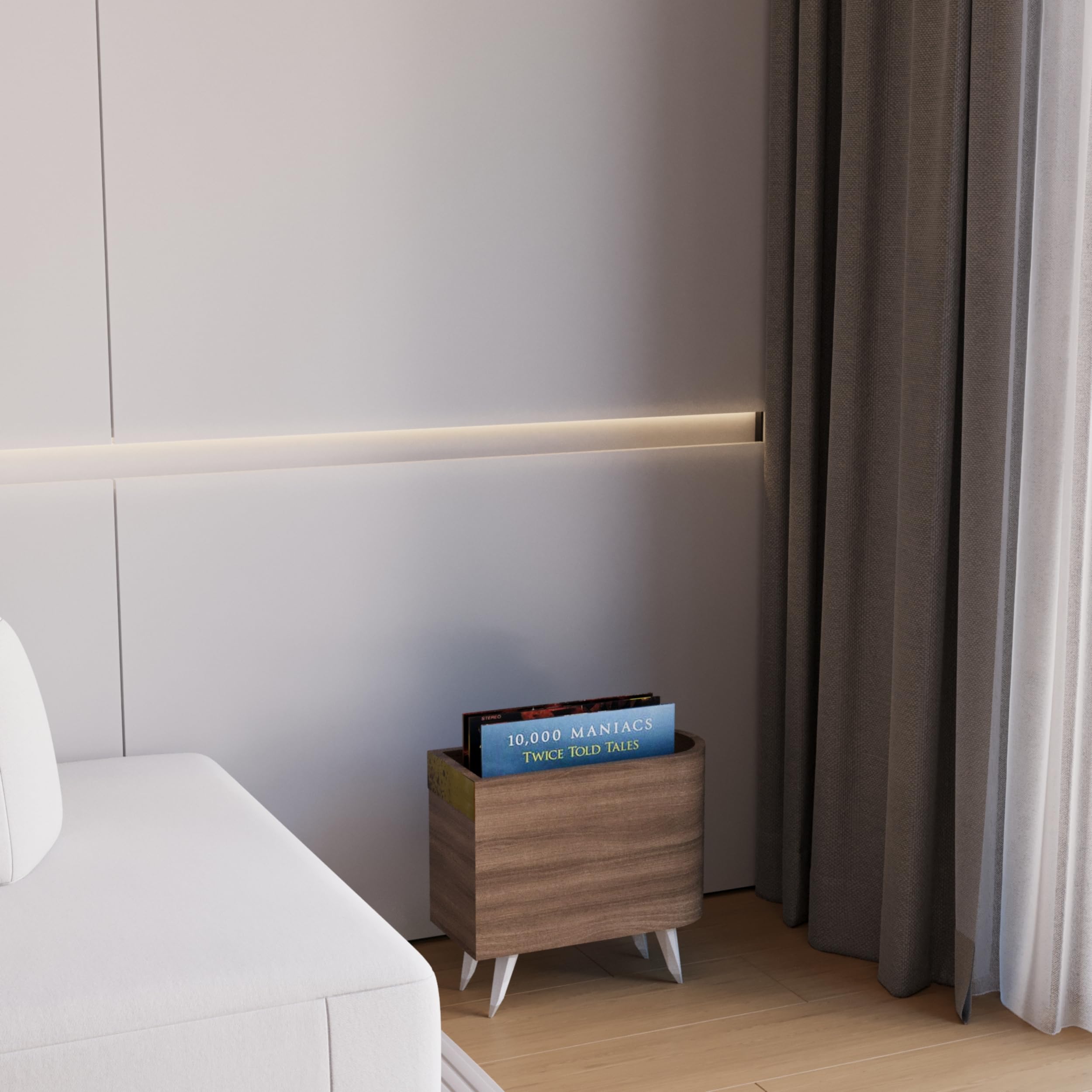 Supporto per dischi in vinile con decorazione dorata, porta riviste in legno, scatola per accessori per album, libreria compatta da pavimento, cassa per dischi (Wenge)