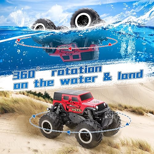 Miniatura 2 de Camiones RC 4x4 Offroad impermeables – 2.4 GHz anfibio control remoto auto juguetes para niños 4-7, camión monstruo de control remoto, juguetes de
