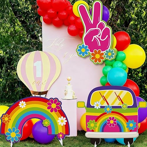 Soulchen 3 piezas de 24 pulgadas grandes hippie cabina de fotos accesorios retro Groovy fiesta de cumpleaños decoraciones boho autobús paz cartel