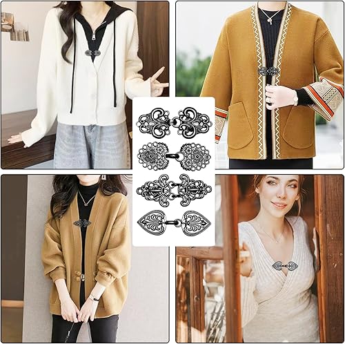 Miniatura 4 de 4 clips de suéter vintage, clips para suéter para cárdigans para sujetar el suéter juntos, cierre de cuello de chal, broche de camisa y clips de
