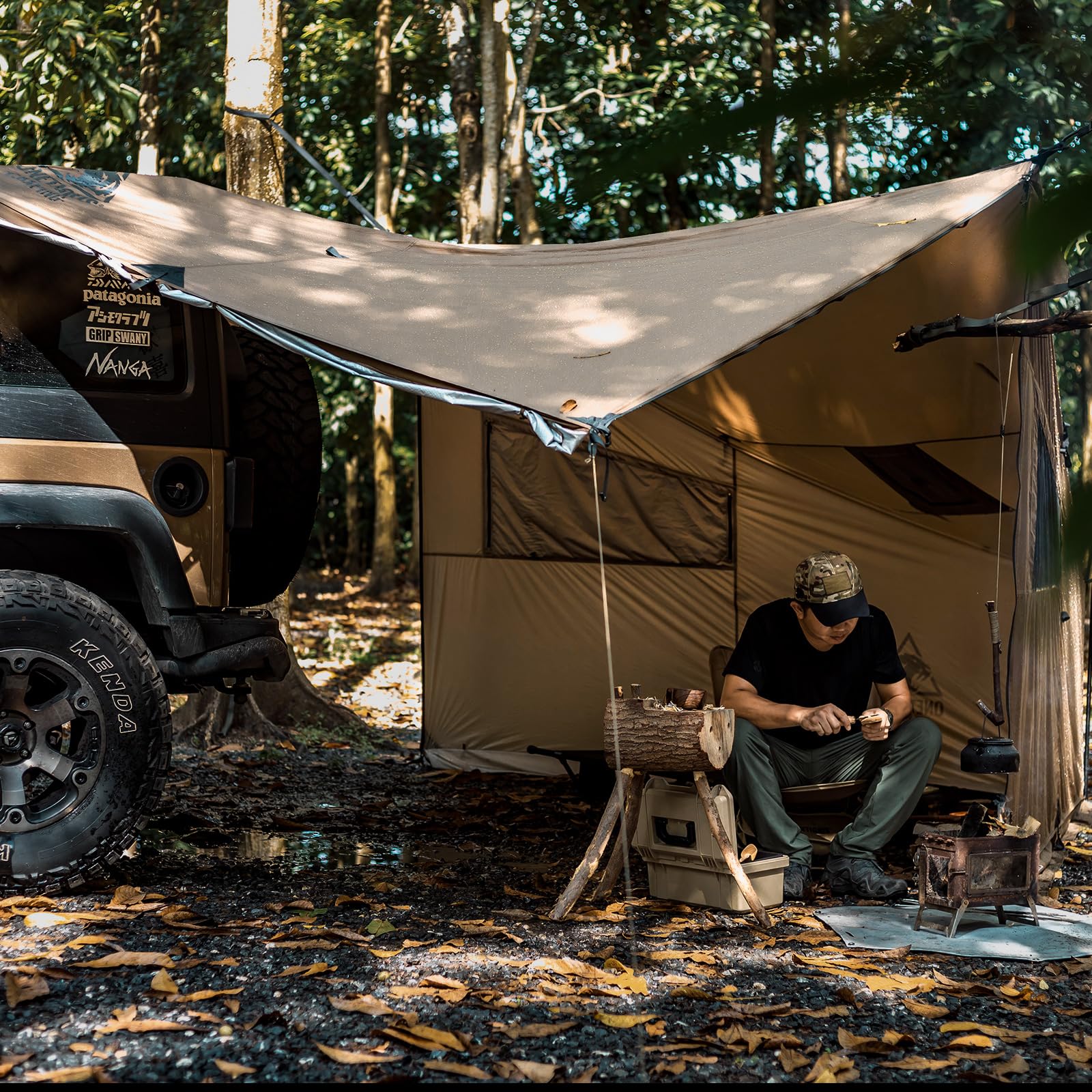 OneTigris COZSHACK namiot dla 2-4 osób, wodoszczelny, 2000 mm, wiatroszczelny, kempingowy, duży namiot ze śniegową spódnicą, ciepły namiot na zimę, namiot hamakowy, do użytku na zewnątrz, mały rozmiar