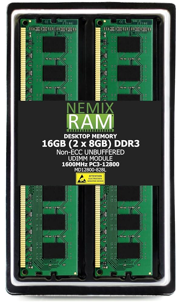 NEMIX RAM 16GB (2X8GB) DDR3 1600MHZ PC3-12800 2Rx8 1.35V 240
