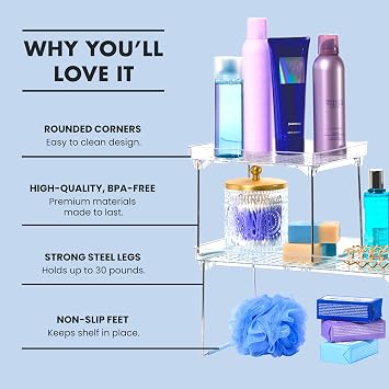 madesmart Large Stacking Shelf, Blue
