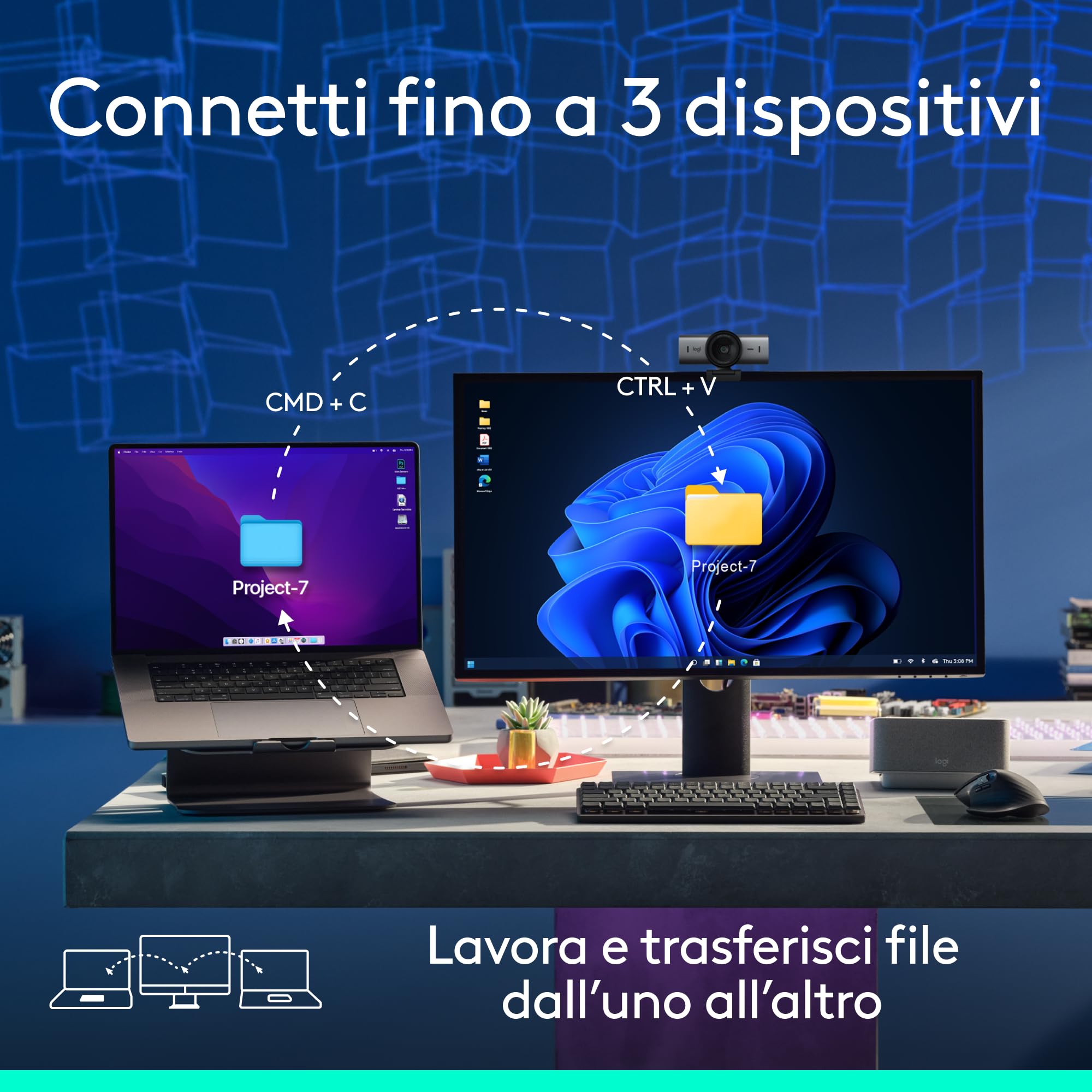 Logitech MX Master 3S 2025 - Mouse wireless Bluetooth ad alte prestazioni con scorrimento ultraveloce, Ergo, 8000 DPI, tracciamento su vetro, Windows, Linux, Chrome - Graphite - Vista 8