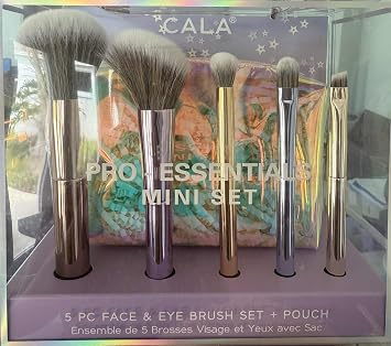 CALA PRO - ESSENTIALS MINI SET Your Ultimate 5-Piece Face & Eye Brush Collection with Stylish Pouch