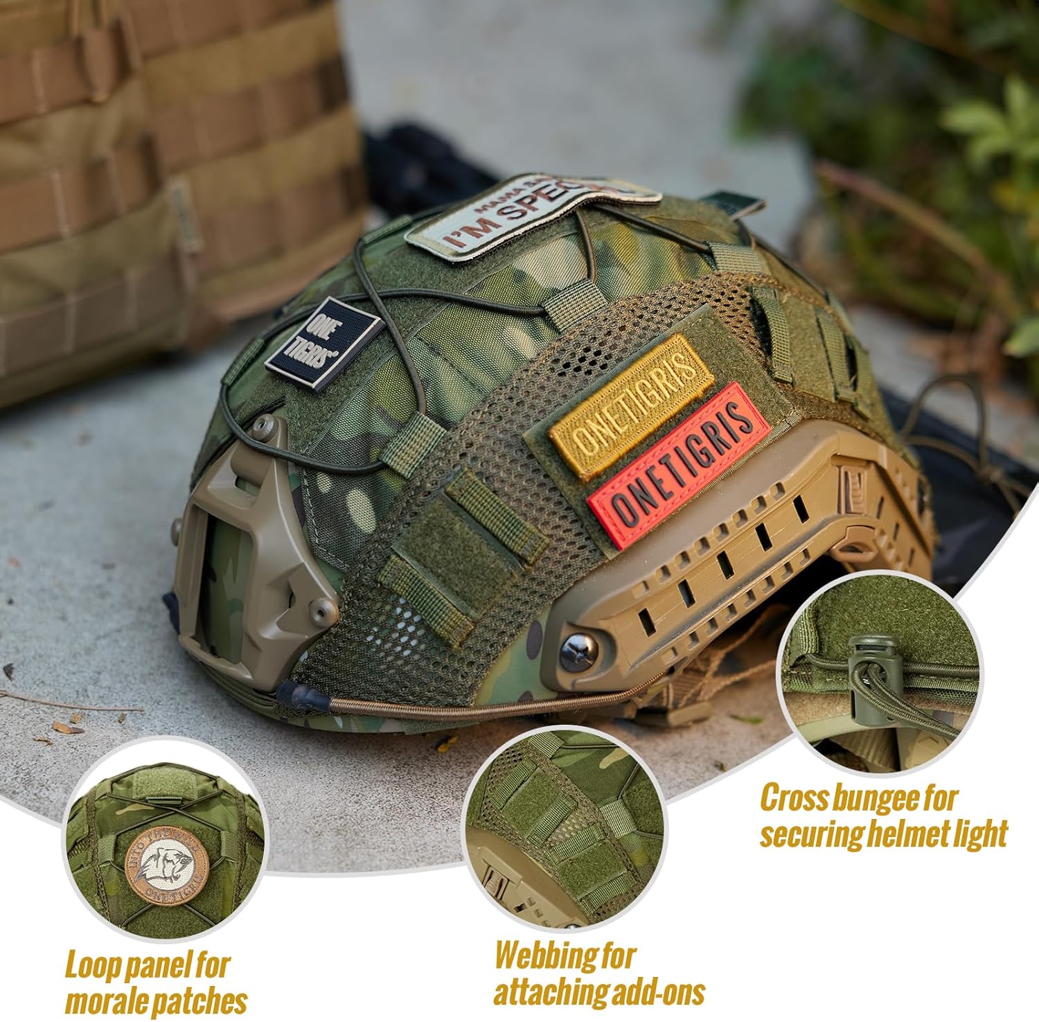 OneTigris Helmet Cover, Tactical Fast Cloth for Ops-Core Fast PJ Helmet in Size M/L, OneTigris PJ Airsoft Cover in Size M/L
