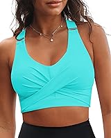 GRAPENT Women's Twist Front Bikini Top Ruched Crisscross Back Adjustable Tankini Swim Top with Removable Pads
