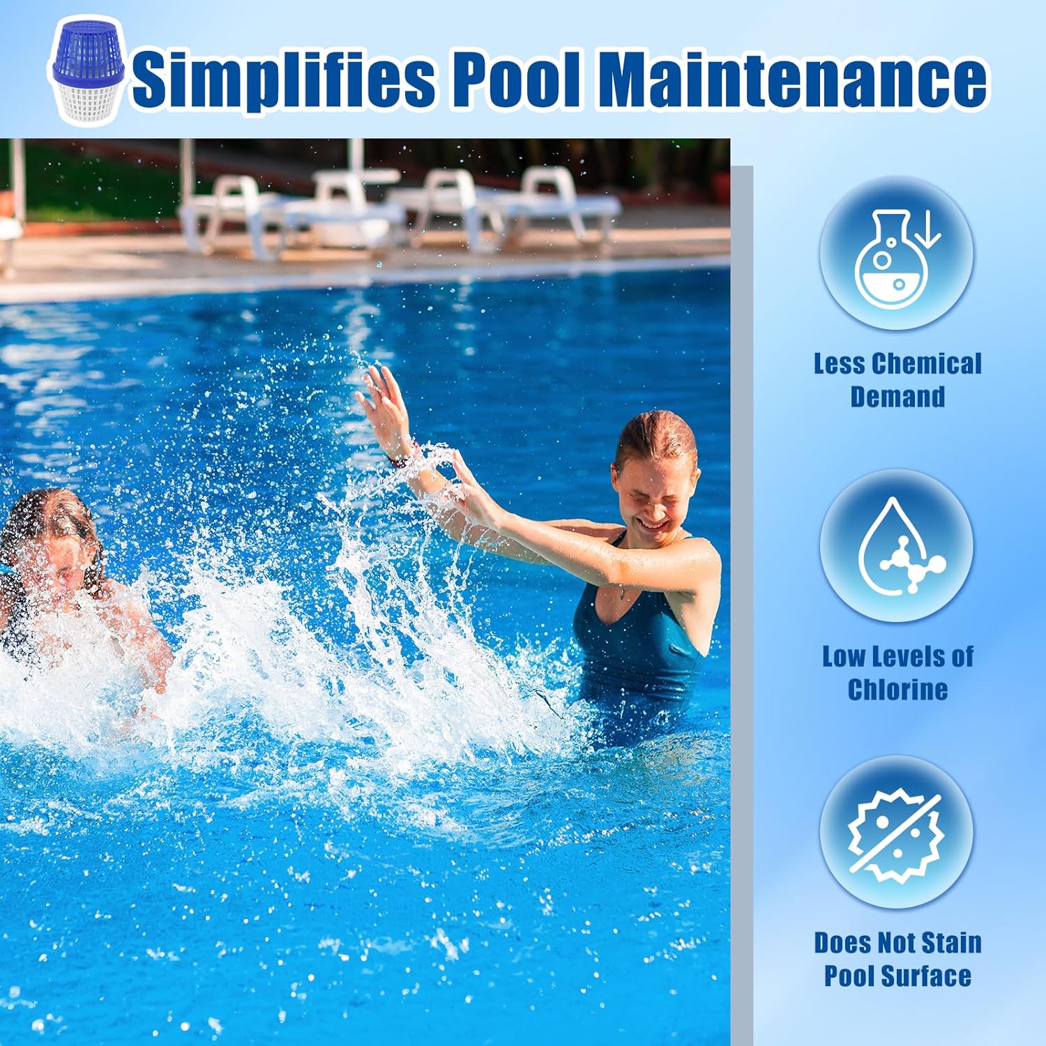 Pool Unit 7.5K-20K Gallons for up to 6 Months Blue and White