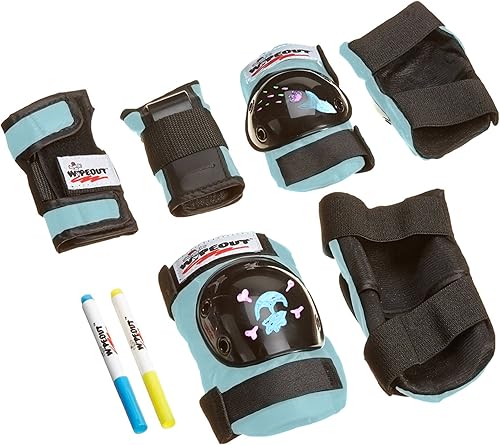 Wipeout Juego de almohadillas para niños de borrado en seco con rodilleras, coderas y muñequeras