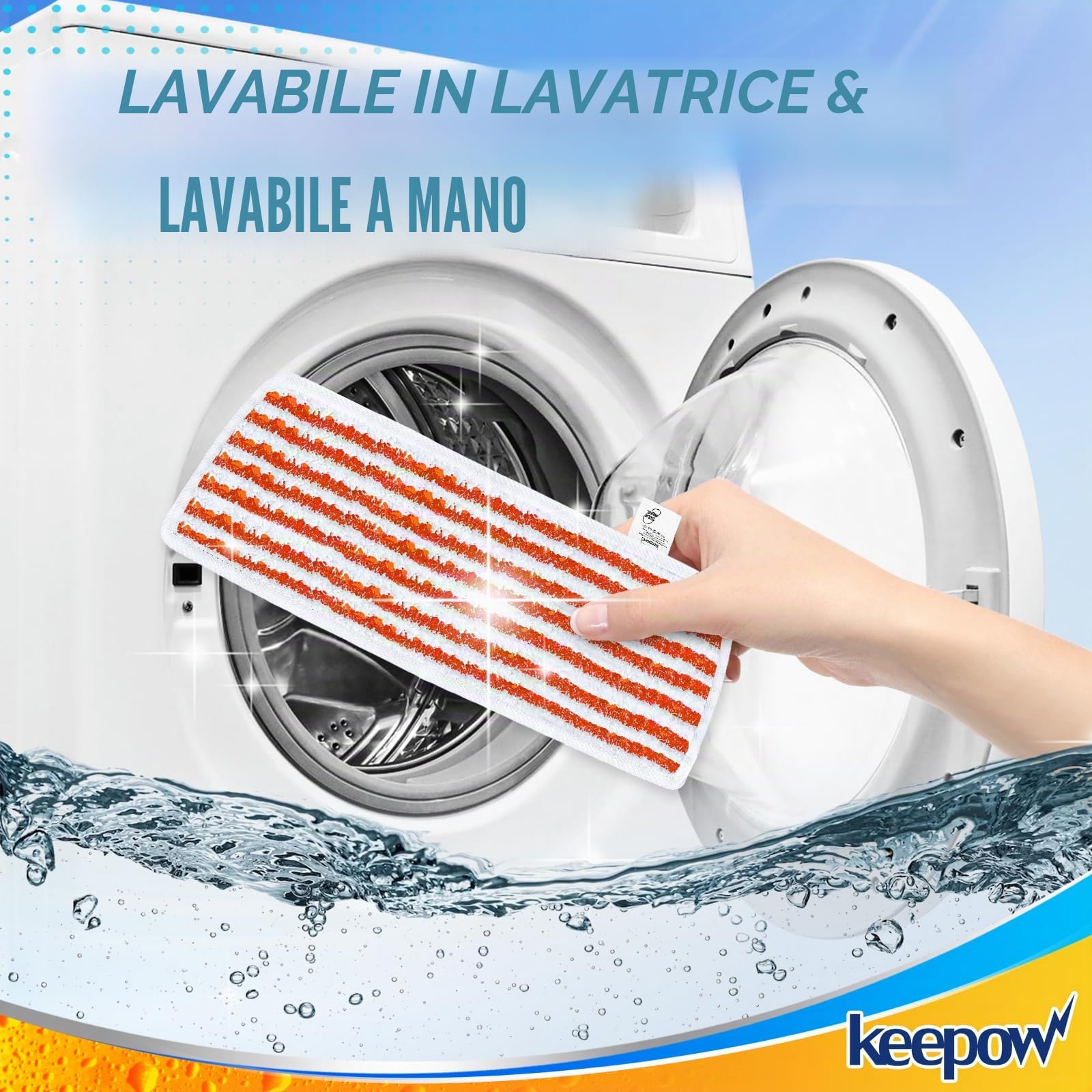 KEEPOW Steam PLUS XXL, 8 pezzi di ricambio per pulitore a vapore Steam Plus, rivestimento di ricambio lavabile per pulitore a vapore Steam XXL – con strisce resistenti
