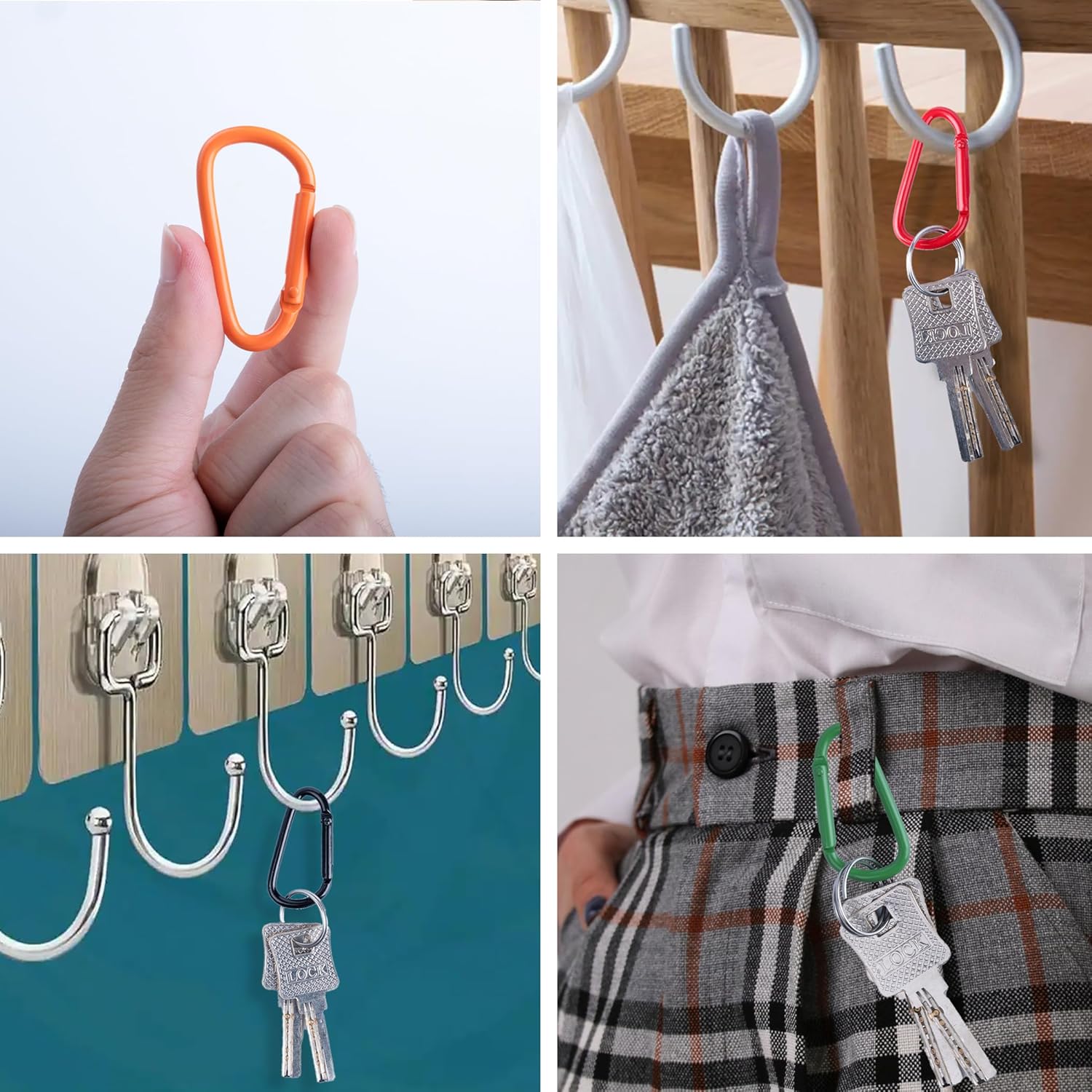 Colorful D Spring Carabiners Keychain Clip,D Spring Clip Aluminum Hook Accessories Snap Link Key Chain Ring Hook - Image 3