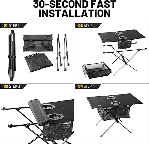 Miniatura 7 de ZUNE LOTOO Mesa de camping portátil plegable, pequeña mesa de playa plegable con soporte para bebidas y bolsa de almacenamiento de malla y bolsa de