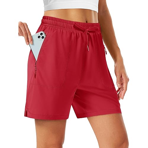 TACVASEN Women's 5" Hiking Shorts Quick Dry Lightweight UPF 50+ Athletic Shorts with Pockets Summer Golf Casul Workout
