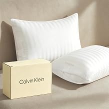 Calvin Klein Feather Down Bed Pillows King Size Set of 2, Cotton Cover