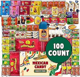 Mexican Candy Mix Variety Box - 100 Count, Spicy, Sour, Salty, and Sweet, Gummy, Chiclets, Dulce, Tamarind, Chamoy, Mazapan, Limon, Candy Powder, Bulk Gift Pack