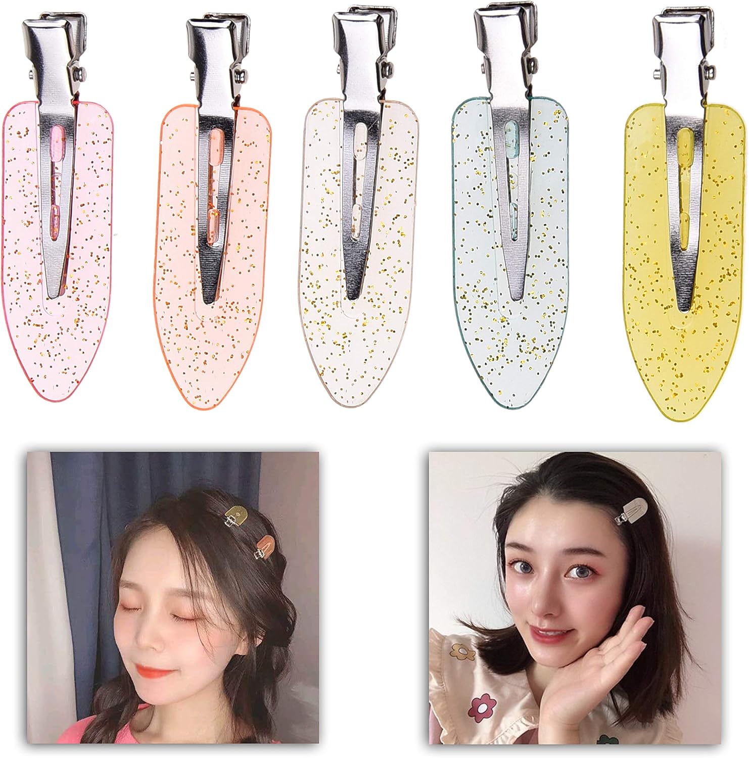 Kare & Kind No Dent Hair Clips, 20 pcs, No Bend Hair Pins, Pink/Yellow/White/Blue/Orange, Stainless Steel Leaf Design - Image 5