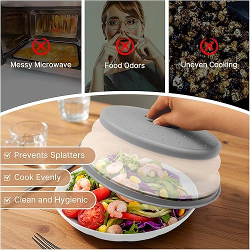 Miniatura 6 de Cubierta para microondas, cubierta para salpicaduras de microondas, cubierta de microondas para alimentos, salvamanteles para platos calientes, 2 en