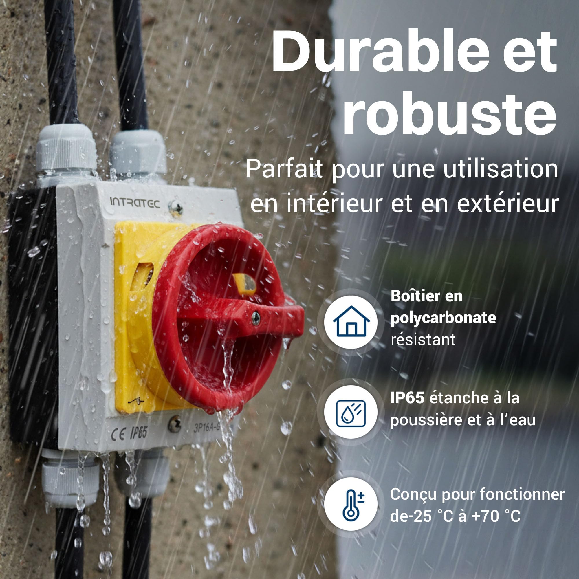 Interrupteur principal disjoncteur 16A, IP 65, 3 pôles dans le boîtier, interrupteur rotatif pour toutes les exigences industrielles