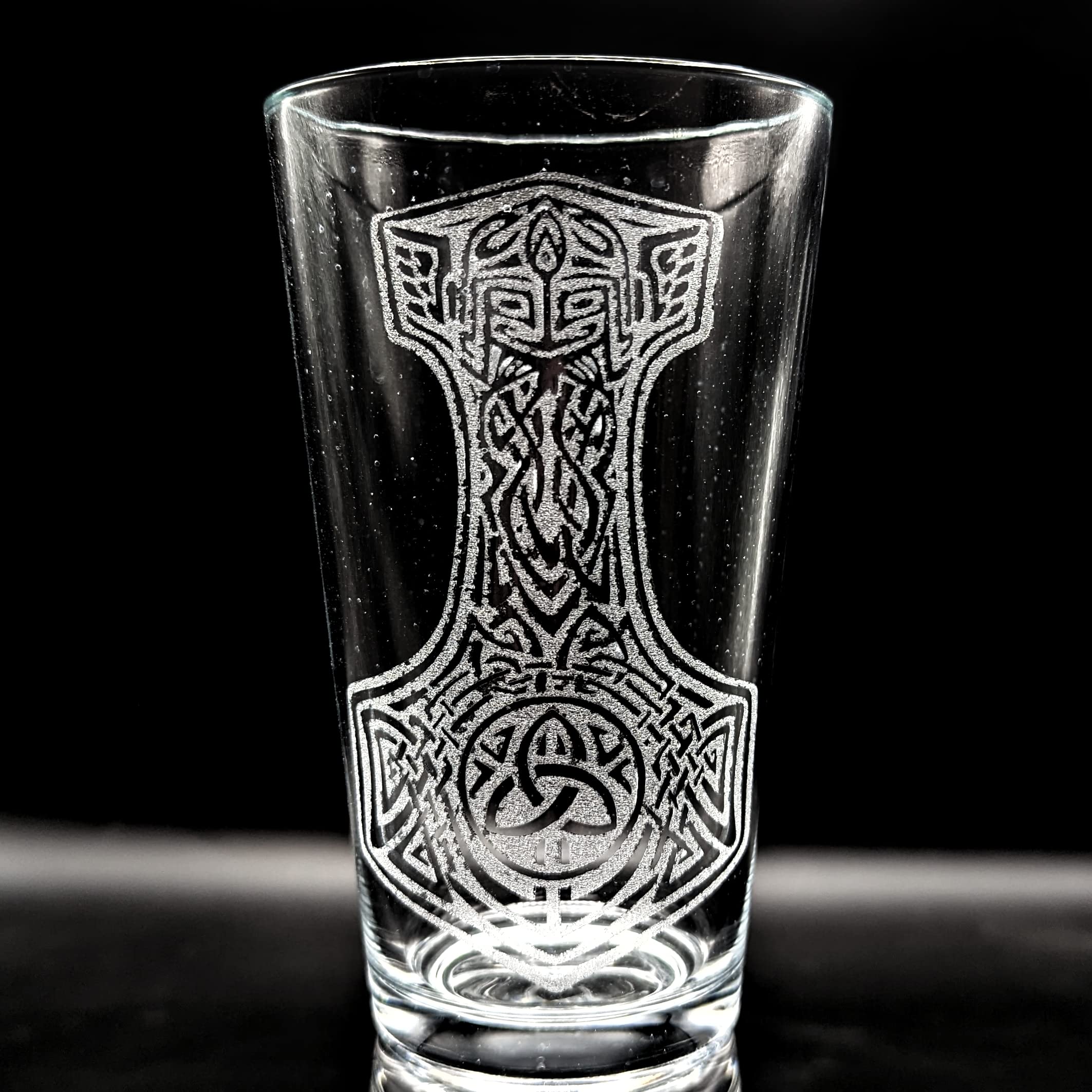 MJOLNIR HAMMER Engraved Beer Pint Glass | Inspired by Vikings & Norse Mythology | Great Gift Idea!