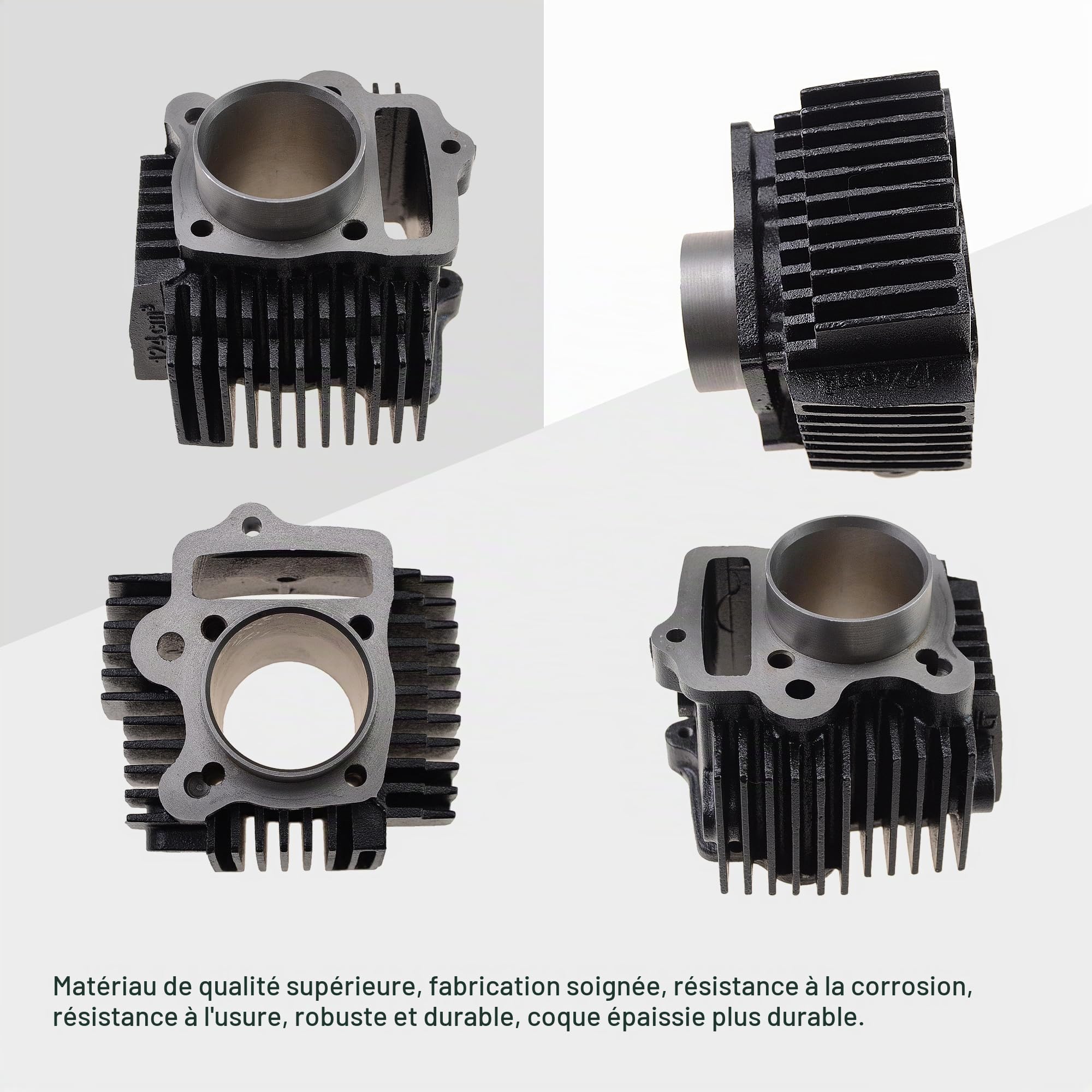 GOOFIT 52.4mm Kit de Reconstruction d'assemblage de Chemise de Cylindre Joints de Segment de Piston Remplacement pour Moteur de Moto 4 Temps LIFAN 110CC 125cc ATV Go Kart Pocket Dirt Pit Bike