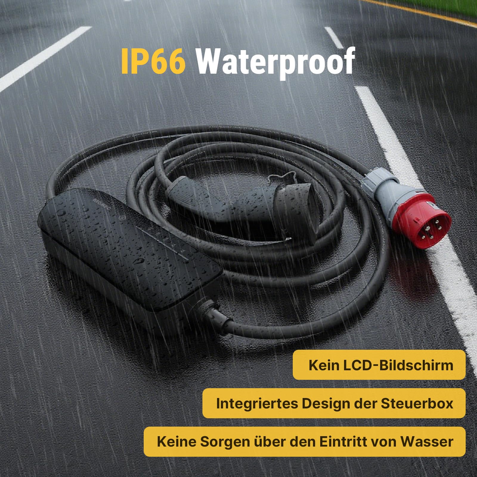 Morec Mobile Wallbox 11KW Ladekabel Typ 2 6-16A 380V, EV-Ladegerät und Mobile Ladestation mit dreiphasigem CEE-Stecker, 6M Portable EVSE für Elektrofahrzeuge mit Tragetasche