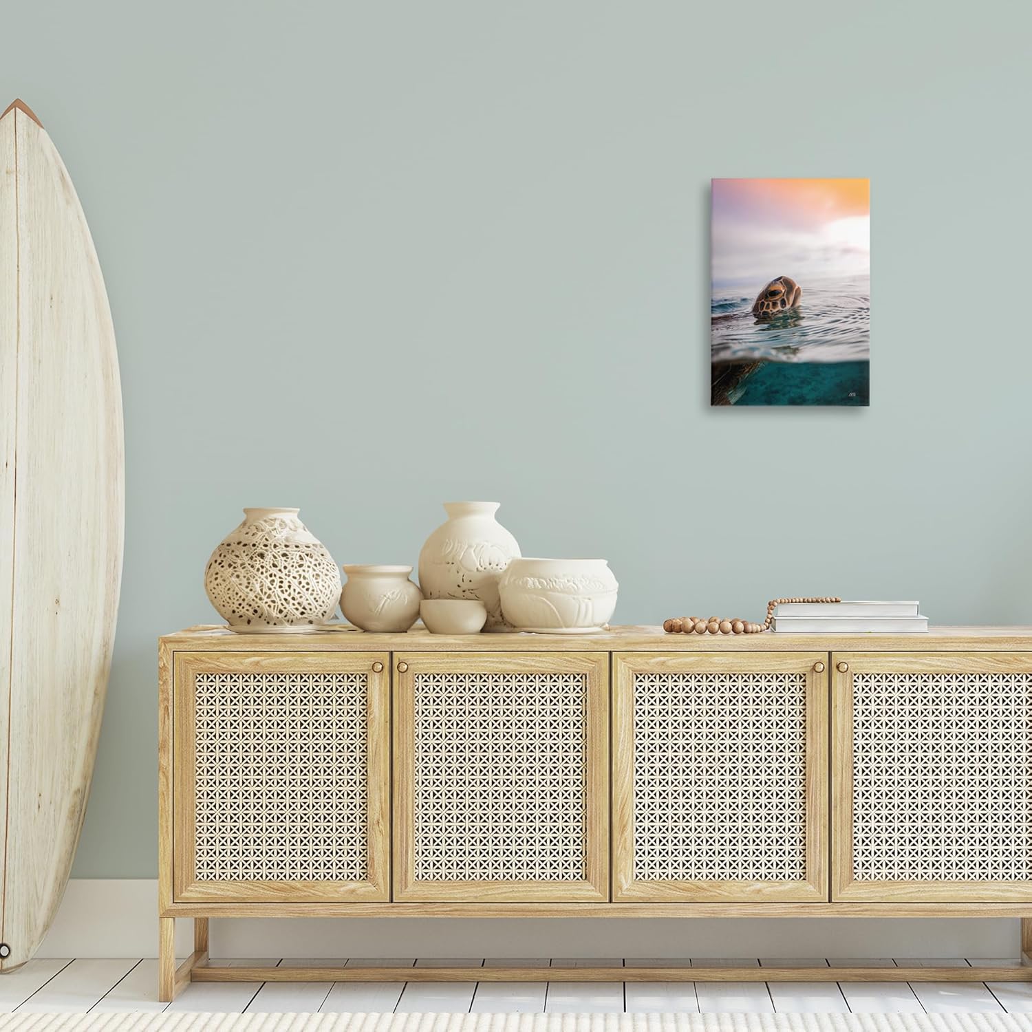 Stupell Industries Turtle Swim at Sunrise Canvas Wall Art Design by Max Blakesberg Studios, 16 x 24