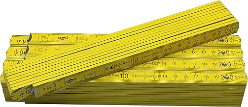 Adga 250 plus - Metro plegable (5 unidades, 2 m, con ángulo de 90°/180° y escala de ángulo (30°/45°/60°/75°/90°) - Adga 250 plus - Bastón de madera de haya (2 m, color amarillo sin impresión