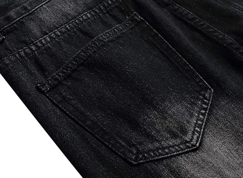 Miniatura 8 de Qimyum - Pantalones rajados de mezclilla para hombre, corte entallado, pierna recta