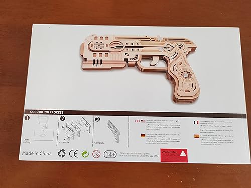 Miniatura 5 de Rompecabezas de madera 3D, pistola de banda de goma, pistola de juguete de madera, kits de modelos mecánicos para construir, kit de manualidades de