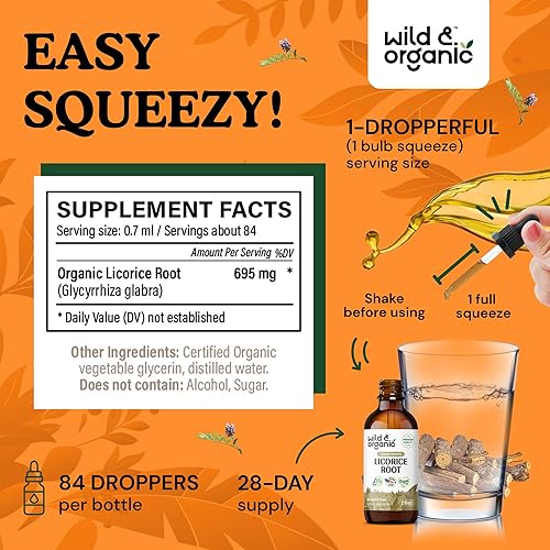 Miniatura 7 de Extracto líquido de raíz de regaliz  Suplemento orgánico de raíz de regaliz para salud respiratoria y apoyo a la digestión  Tintura Glycyrrhiza