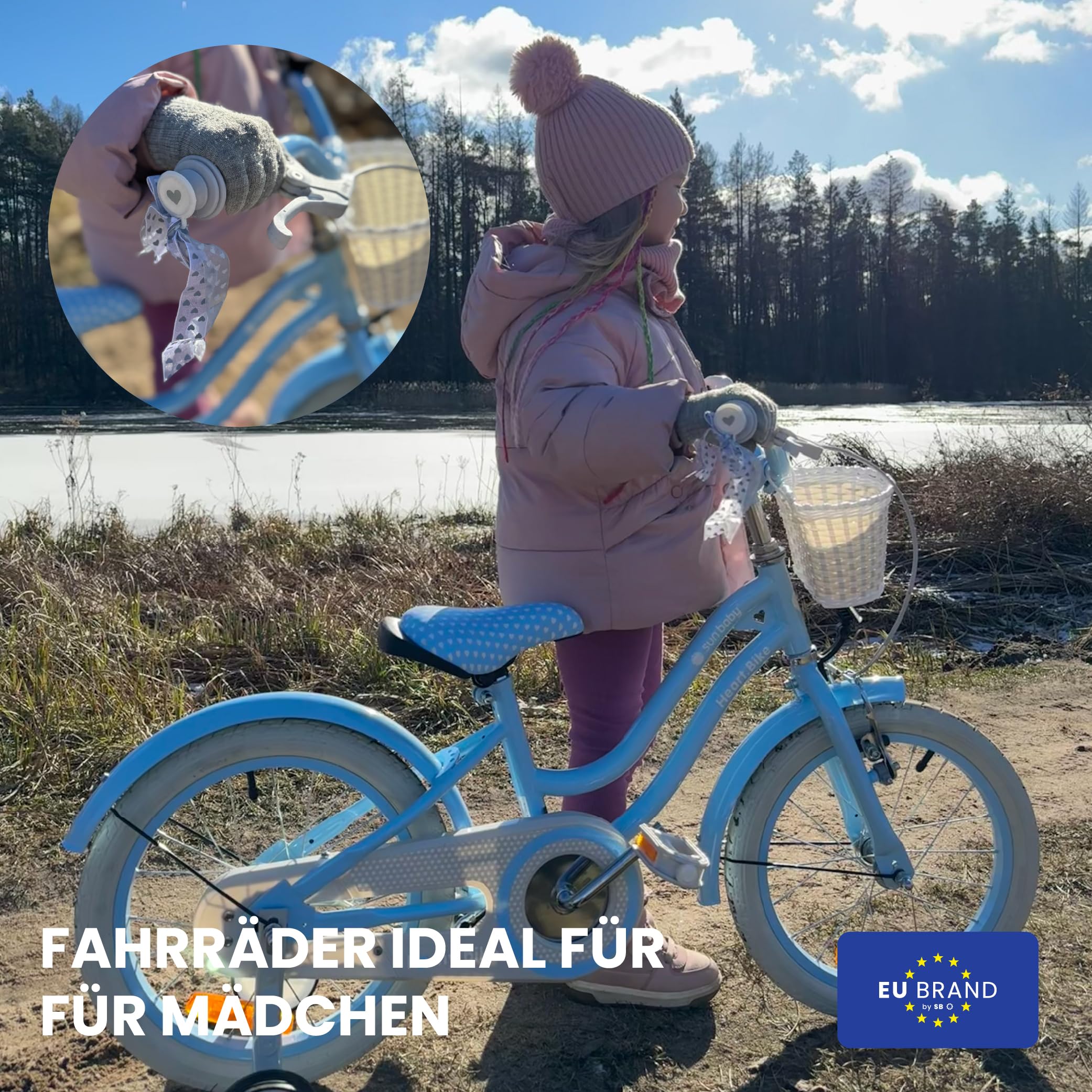 sun baby Bicicleta para niñas Heart Bike, tamaño de Rueda 12 14 16 Pulgadas, con Barra de Empuje Desmontable, Bicicleta Infantil para niñas de 2 a 6 años — view 9