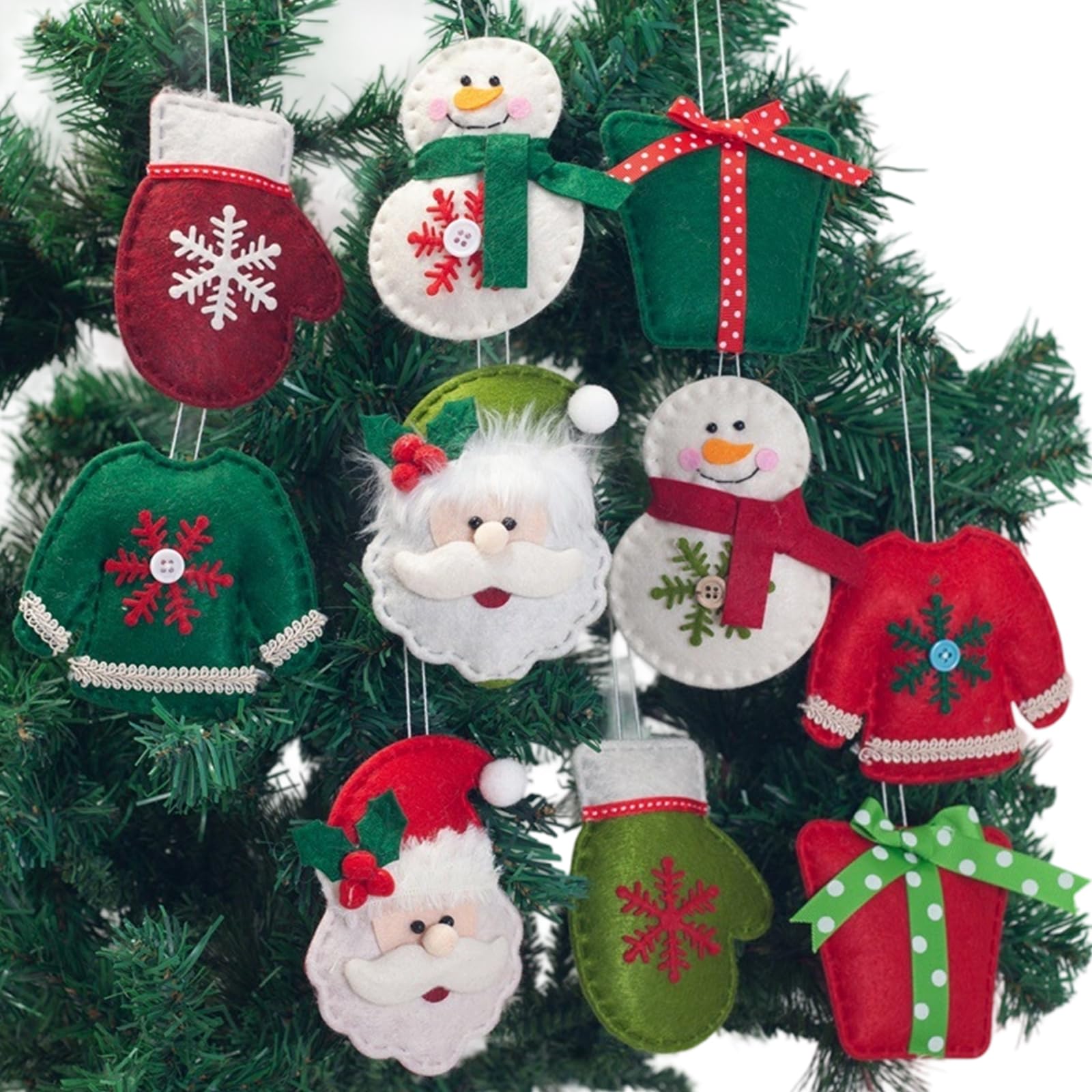 Elnwnnkc Cartoon Fabric Santa Snowman Reindeer Christmas Tree Decoration Festival Hanging Ornament for Door Handle Mantels Wreath Christmas Party Hanging Decorations