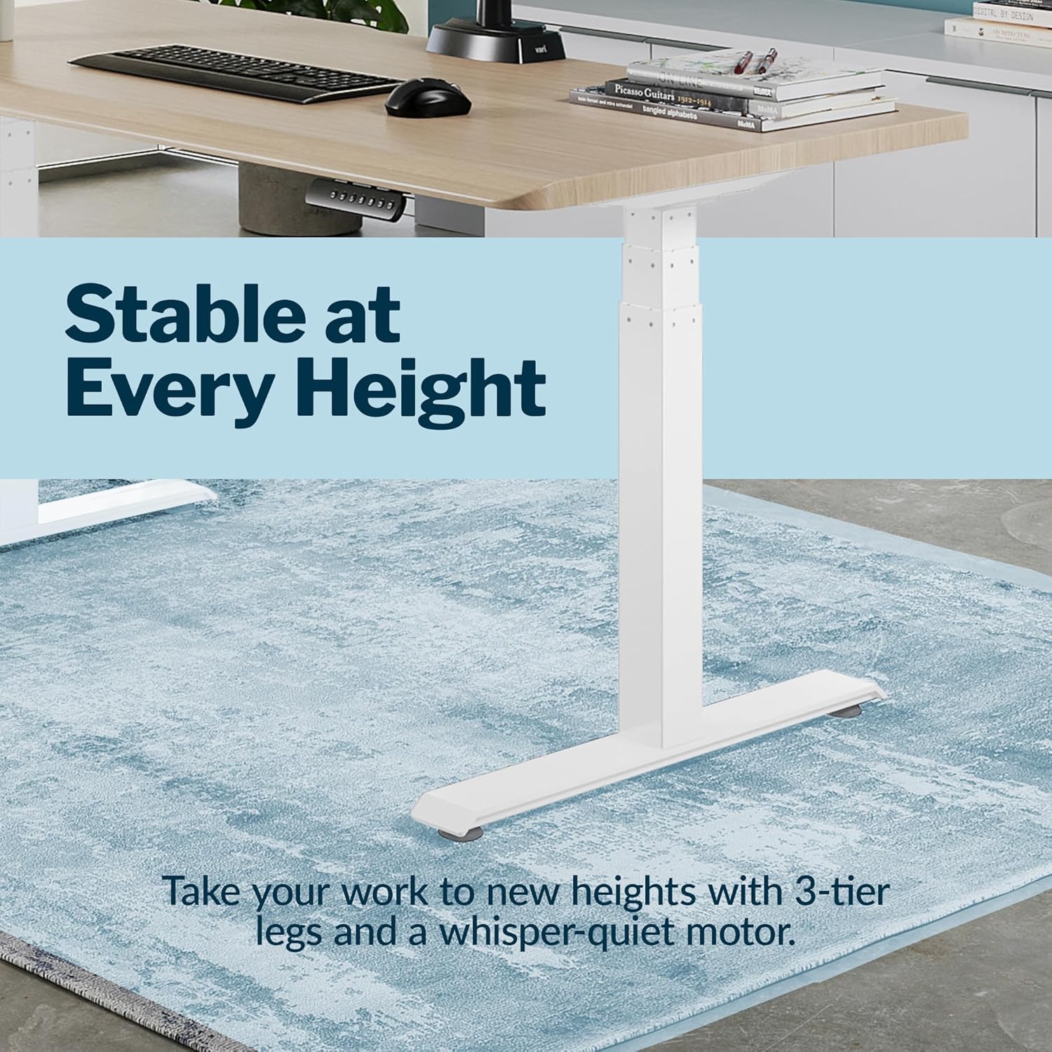 Vari ComfortEdge 72x30 Inch Electric Standing Desk – Height Adjustable Large Office Sit Stand VariDesk with Sloped Edge, Memory Presets, 180 LB Capacity + Tool-Free Assembly (Light Wood)