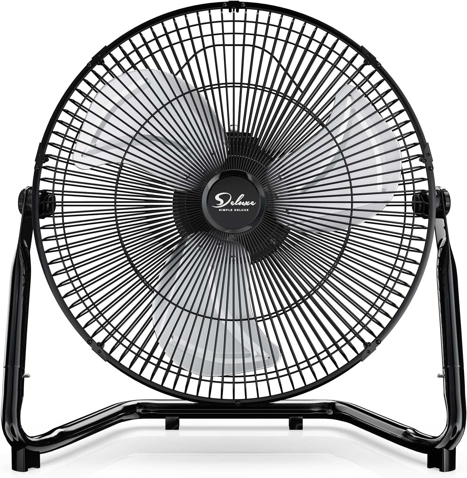 Simple Deluxe 20 Inch 3-Speed High Velocity Heavy Duty Metal Industrial Floor Fan for Warehouse, Workshop, Factory and Basement, Black, 1 Pack