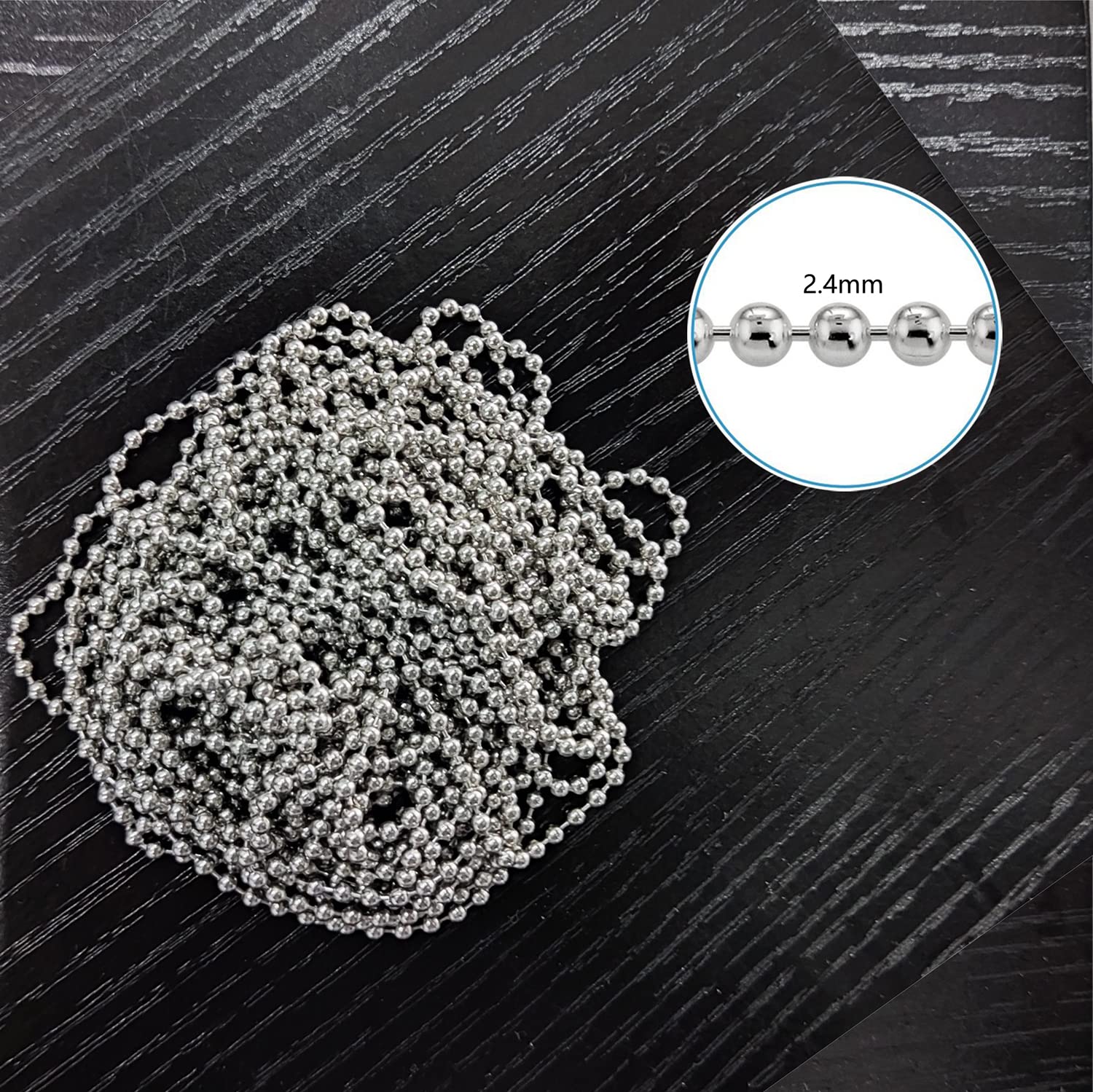 Catena A Sfere In Acciaio Inox Da 6 Metri – Fai Da Te, Gioielli E Decorazioni (2,4 Mm Con 20 Connettori)