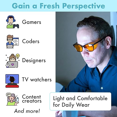 Miniatura 6 de Gafas XL con bloqueo de luz azul naranja para un mejor sueño – 99.5% acetato de alta calidad para hombres – Lentes de juego con tinte ámbar –
