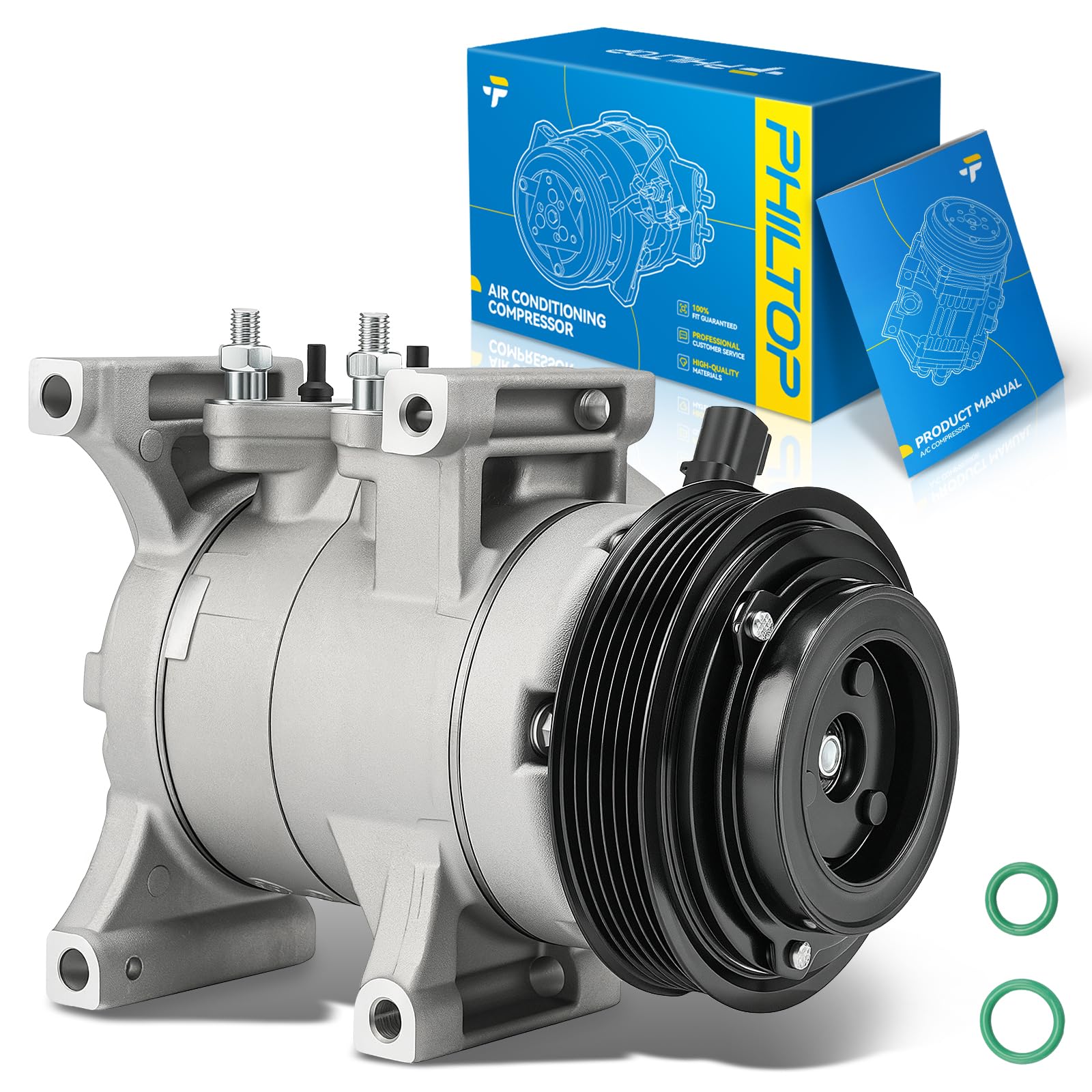 PHILTOP NEW Air Conditioner AC Compressor w/Clutch for Jeep Grand Cherokee 2011-2015 3.6L,2016 3.0T,Dodge Durango 2011-2015 3.6L,Chrysler 300/Charger 2011-2013 3.6Liter,Challenger 2011-2014 3.6Liter
