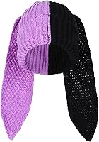 Vista 16 de Gorro de conejo para mujer, lindo conejo de ganchillo, gorro de invierno, cálido gorro de calavera para esquí al aire libre