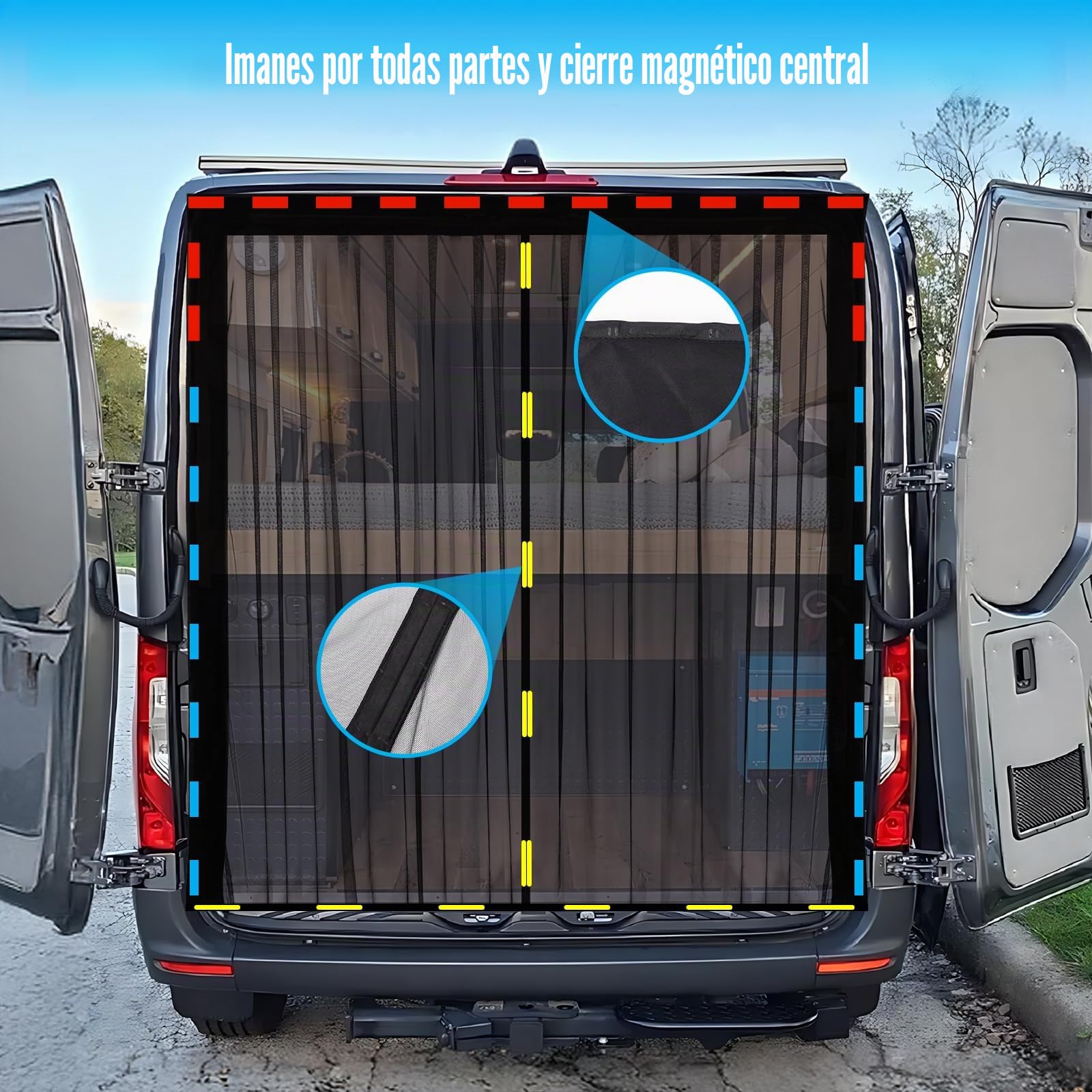 ZATOOTO mosquitera Furgoneta Camper con magnetismo, mosquitera Coche paraMercedes Sprinter Techo Estándar Ford Transit Techo Estándar, Cierre magnético Central para mosquitera Furgoneta