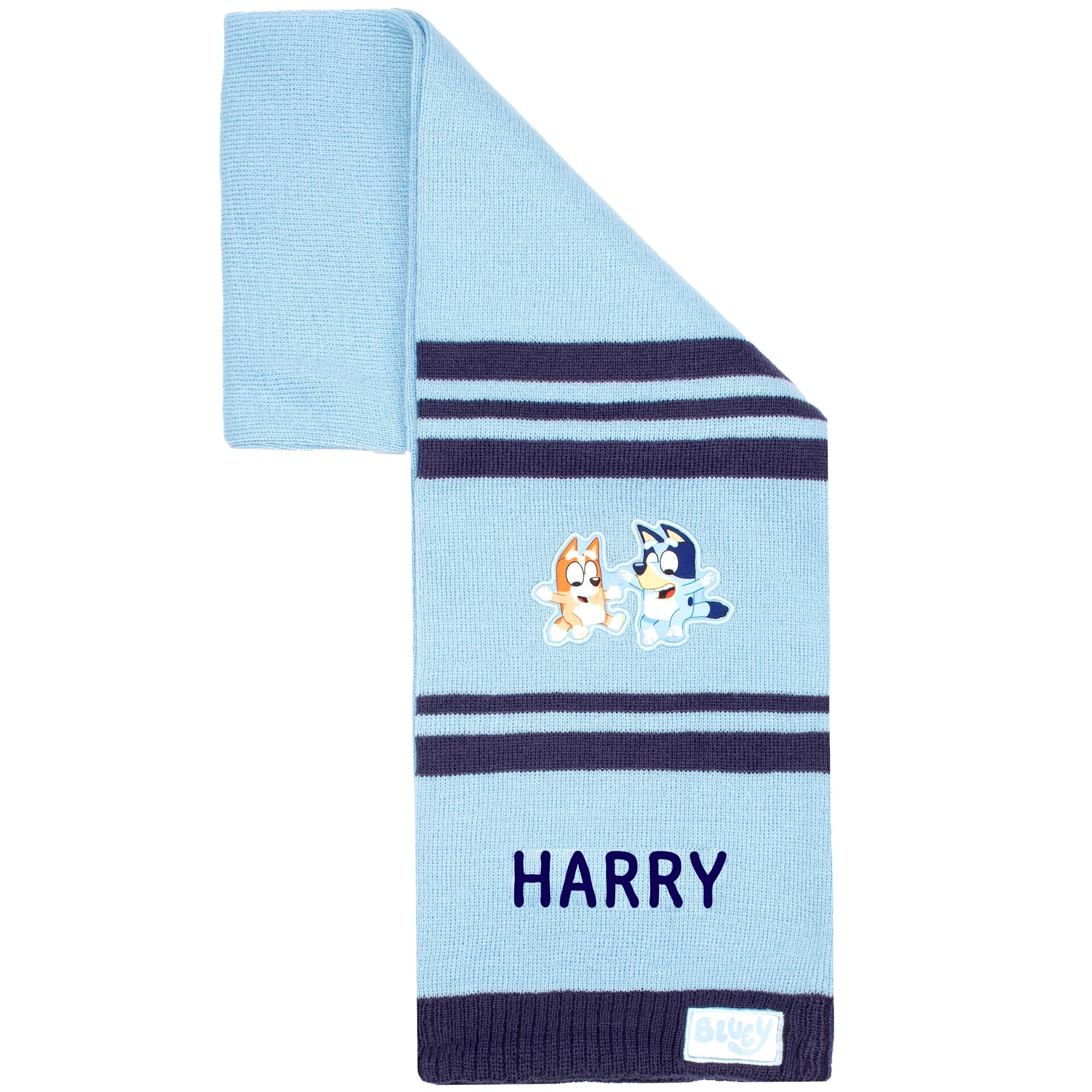 Bluey Children's Personalised Scarf Winter Woolly Scarf Soft and Warm Embroidered Name Gift for Kids